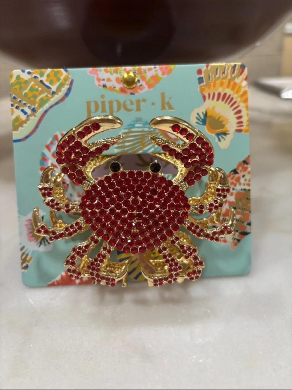 Piper K Red Crystal Crab hair clip